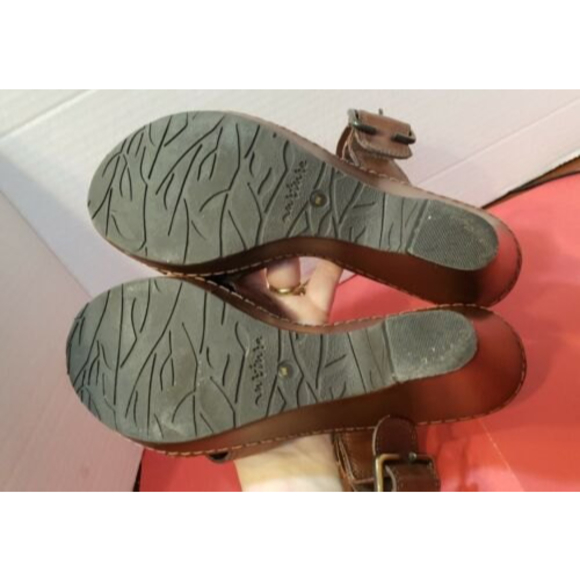 Nurture Womens Camilia Wedge Woven Brown Leather Buckle Open Toe Slip-On Sz 9M - Picture 9 of 11